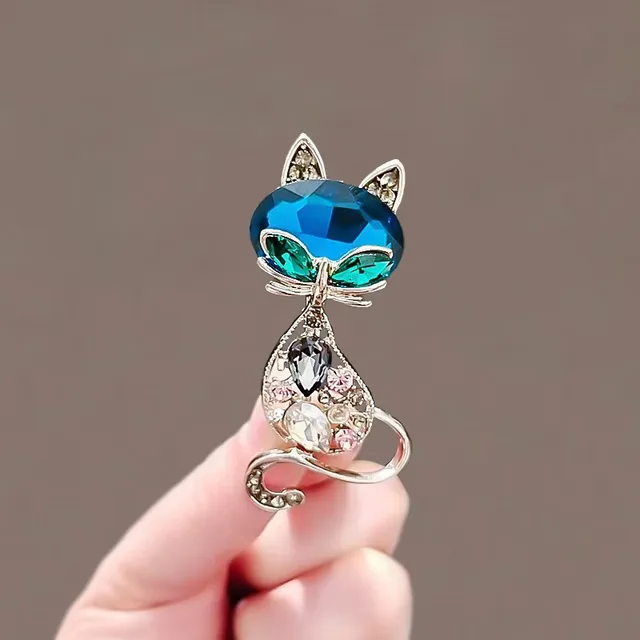 High end Diamond inlaid Metal Alloy Brooch Cat - Shop at LoveMi