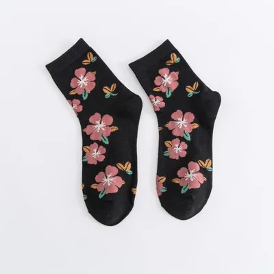 Breathable Sweet Women's Mid calf Socks Casual Socks Black - Shop at LoveMi