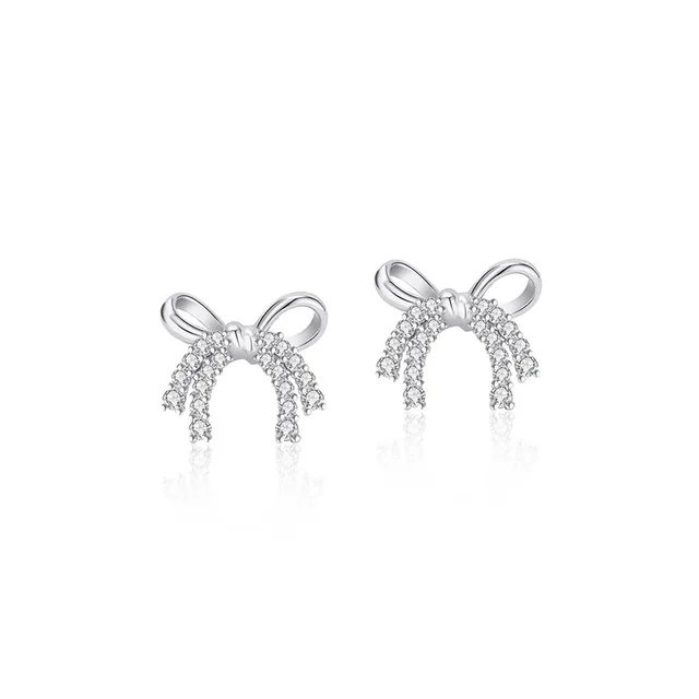 Sweet Hollow Diamond Bow Bracelet For Women Platinum Earrings - Shop at LoveMi