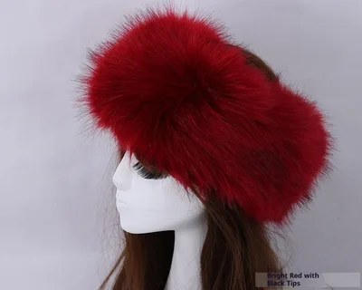 Elastic Faux Fur Fox Fur Headband For Women Red - Shop at LoveMi