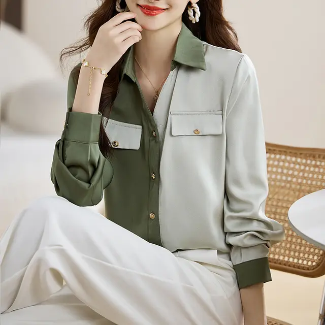 Spliced Top Cardigan Shirt Blouse Picture Color - Shop at LoveMi