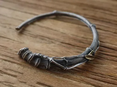 Shique Jewelry Handmade Men's Vintage Silver Aged Brass Inlaid Bamboo Joint Open Bracelet Wrong Gold Bamboo Bracelet - Shop at LoveMi