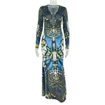 Metal Ring V-neck Long Sleeve Dress Women - Color-S - View 1