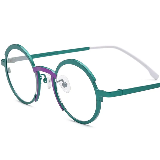 Borui Multi color Ultra light Pure Titanium Myopia Glasses Frame, Unisex Small Niche Versatile Round Optical Glasses Green Frame - Shop at LoveMi