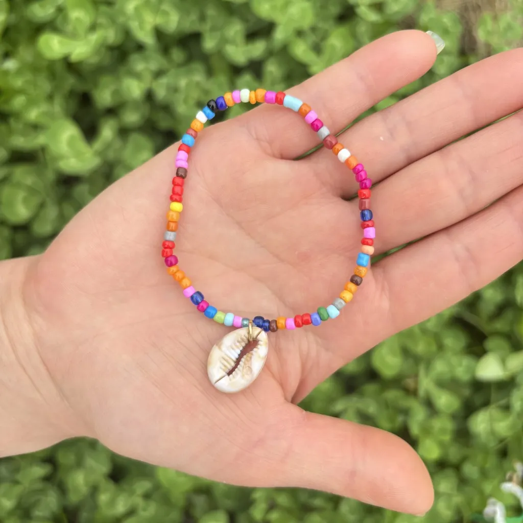 Dopamine Handmade Colored Rice Bead Elastic Bracelet - Bright Color - View 1