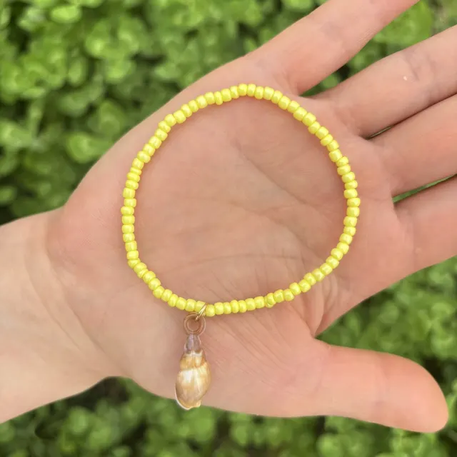 Dopamine Handmade Colored Rice Bead Elastic Bracelet Yellow - Shop at LoveMi