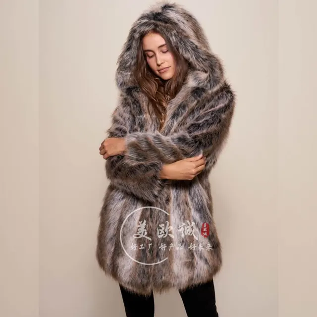 Women's Winter Faux Fur Coat Thick Jacket Brown - Shop at LoveMi