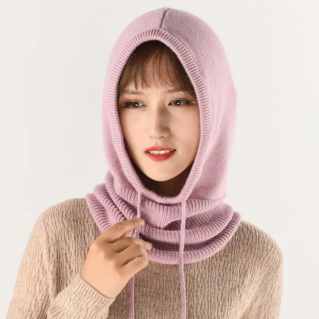 Cashmere Wool Yarn Autumn And Winter Men's And Women's Knitted Headwear Pink Color - Shop at LoveMi