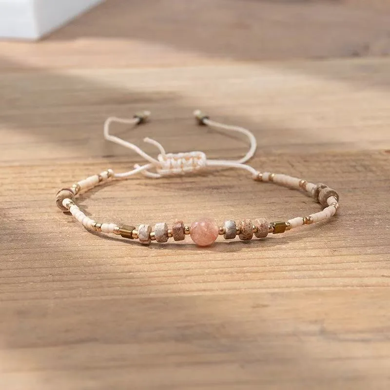 Bohemian Vacation Style Lucky Stone Beaded Bracelet - Stone