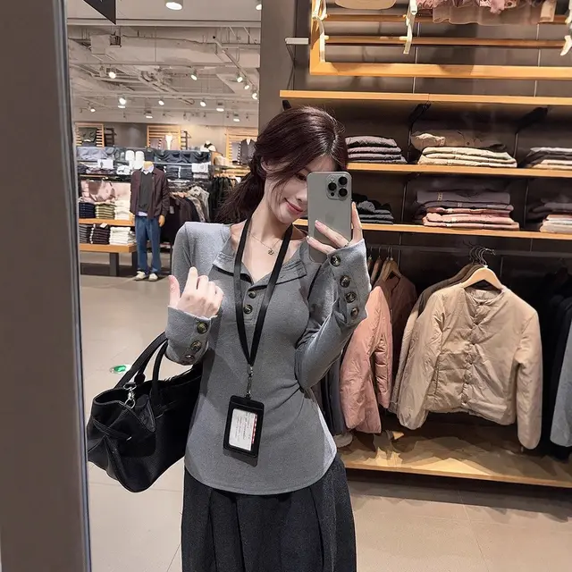 Women's Stylish Slim fit Korean style Innerwear Top Gray - Shop at LoveMi