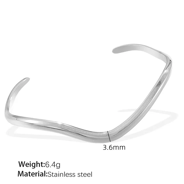Niche Minimalist Open end Gold Ripple Line Bracelet Sz138S Silver Bracelet - Shop at LoveMi