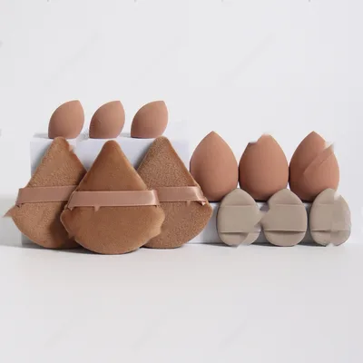12 piece Makeup Sponge Puff Set Coffee Pink - Shop at LoveMi