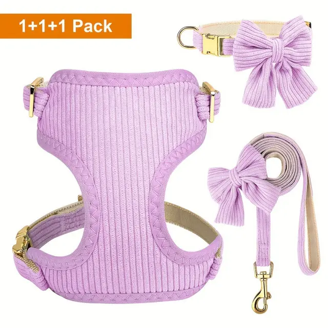 Collar Harness Traction Bow Pet Vest Lightpurple - Shop at LoveMi