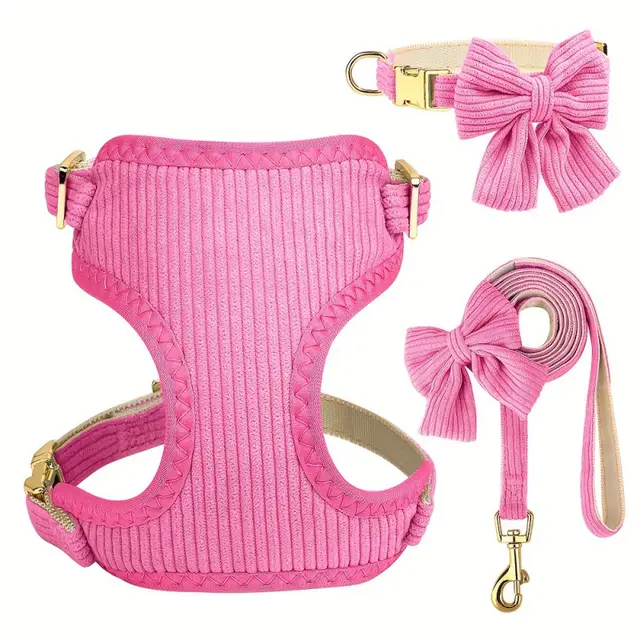 Collar Harness Traction Bow Pet Vest Rosered - Shop at LoveMi