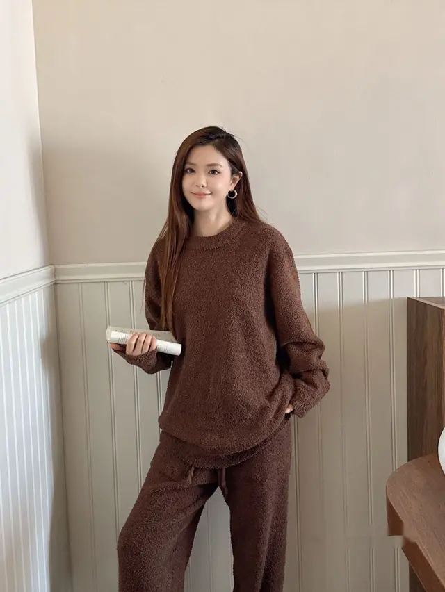 Plain Color Women's Homewear Set Latte Coffee Color - Shop at LoveMi