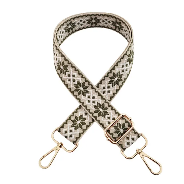 Ethnic Style Flower Embroidered Bag Strap Replacement Beige Army Green - Shop at LoveMi