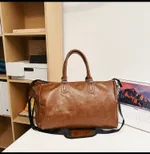 PU Sporty Minimalist Travel Backpack Large Capacity Single Shoulder Crossbody Bag - Brown