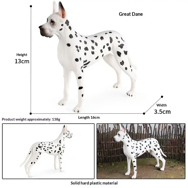 Cross border Children's Simulation Dog Solid Great Dane Dog Dalmatian Model Toy Farm Animal Home Decoration M1865 Great Dane - Shop at LoveMi