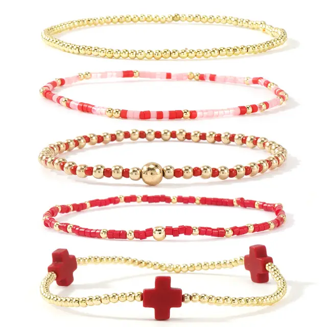 Instagram style Fashion Light Luxury Gold Bead Cross Set Gzs25010202B - Shop at LoveMi