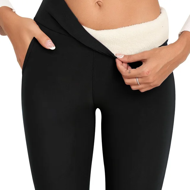 Fleece Sports Leggings High Elasticity And Warmth Black - Shop at LoveMi