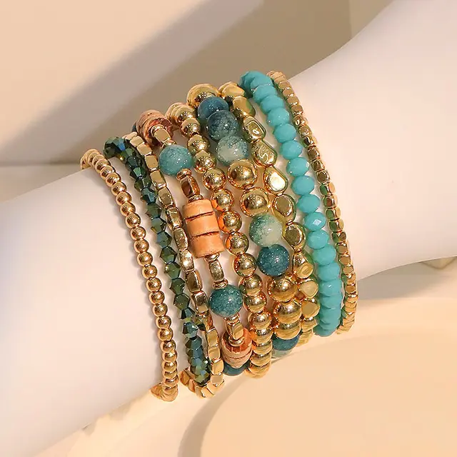 Ladies' Blue Bohemian Style Bracelet Set S294 Set Of 9 Pieces - Shop at LoveMi
