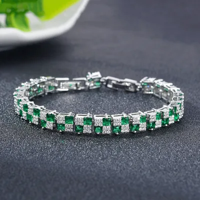 Hip Hop Women's Crystal Beaded Bracelet Polka Dot Zircon Colored Hand Jewelry Green - Shop at LoveMi