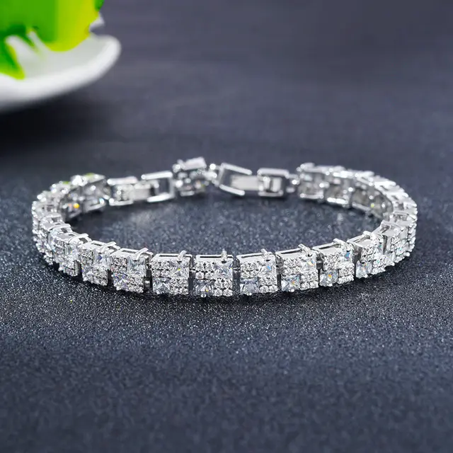 Hip Hop Women's Crystal Beaded Bracelet Polka Dot Zircon Colored Hand Jewelry White - Shop at LoveMi