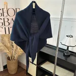 Solid Colour Shawl Fashion Versatile Stylish Scarf - Navy Blue