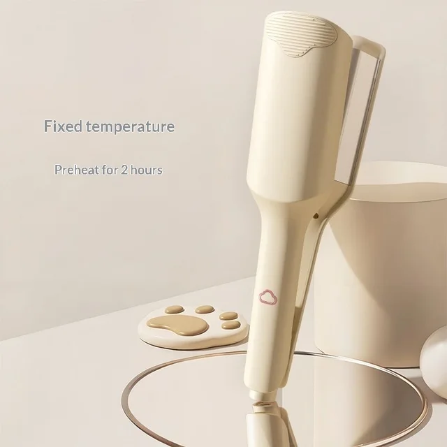 Egg Roll Curling Iron Negative Ion Clamp Water Wave Styling Large Curling Wand Oat Yellow - Shop at LoveMi