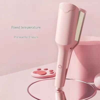 Egg Roll Curling Iron Negative Ion Clamp Water Wave Styling Large Curling Wand Peachy Pink - Shop at LoveMi