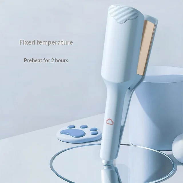 Egg Roll Curling Iron Negative Ion Clamp Water Wave Styling Large Curling Wand Sky Blue - Shop at LoveMi