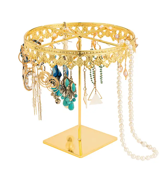 Metal Rotating Bracelet Jewelry Necklace Display Stand Gold - Shop at LoveMi