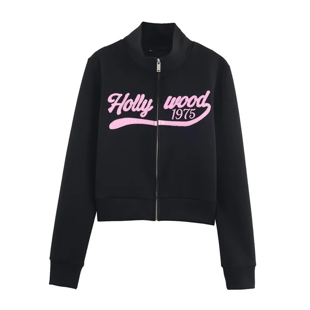 Printed Zipper Hoodie Fleece Fabric Flare Pants Top - Shop at LoveMi