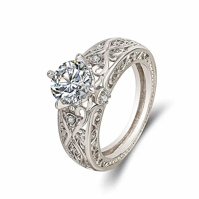 Engagement Design 2 carat Zirconia Ring White Gold Color - Shop at LoveMi