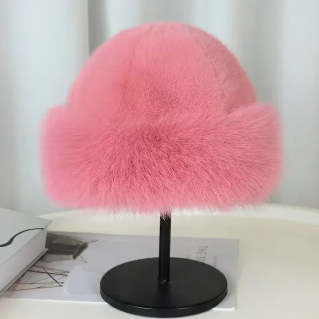 Plush Mongolian Hat For Cold Weather, Warm Fleece lined Women's Winter Hat Bright Pink - Shop at LoveMi