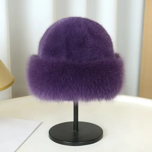 Plush Mongolian Hat For Cold Weather, Warm Fleece lined Women's Winter Hat Purple - Shop at LoveMi