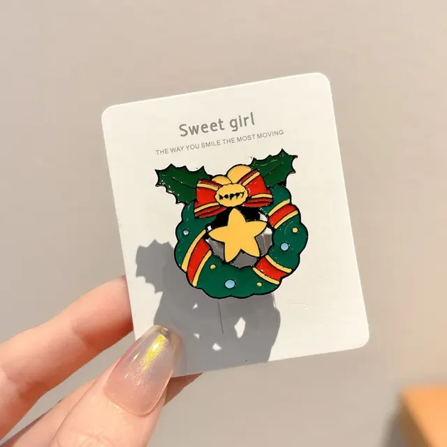 Christmas Cartoon Brooch Cute Santa Claus Small Gift Pin Accessory Badge Clothes Decoration 1Christmas Star Brooch - Shop at LoveMi