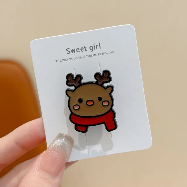 Christmas Cartoon Brooch Cute Santa Claus Small Gift Pin Accessory Badge Clothes Decoration 3 Elk - Shop at LoveMi