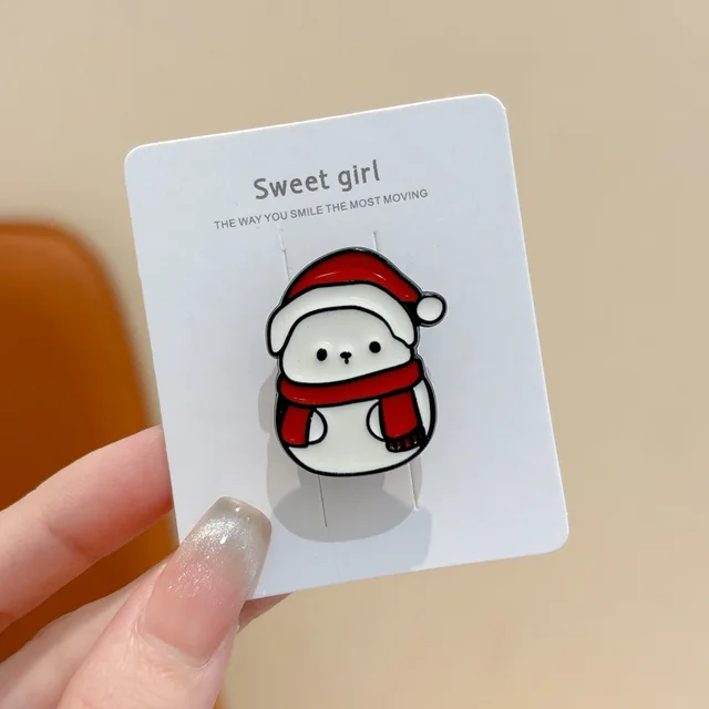 Christmas Cartoon Brooch Cute Santa Claus Small Gift Pin Accessory Badge Clothes Decoration Snowman - Shop at LoveMi