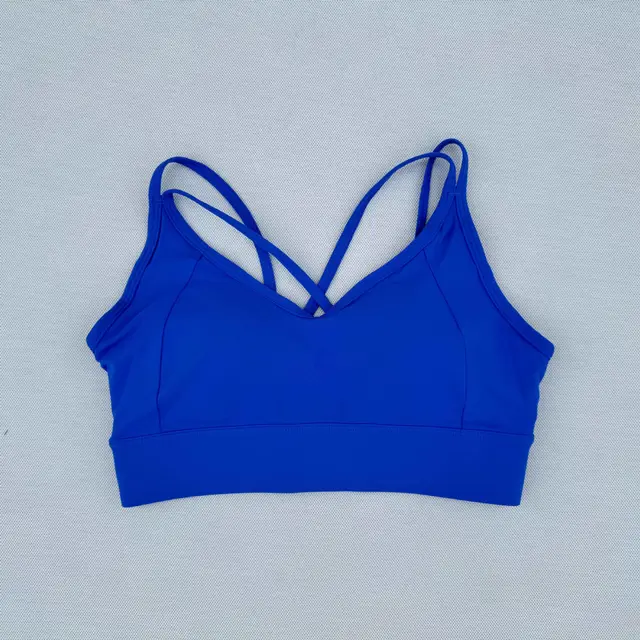 Fixed Integrated Anti shock Sports Bra Yoga Vest Blue - Shop at LoveMi