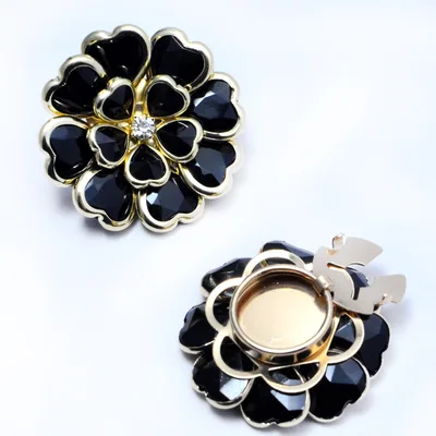 Best selling Shirt Buttons Drop Oil Flower Bronze Diamond Buttons Set Brooch Buttons Black Single - Shop at LoveMi