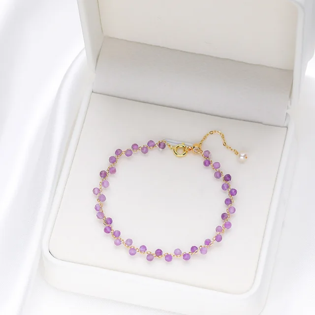 Natural Stone Colorful Cross section Tourmaline Bracelet For Women Hand woven Adjustable Amethyst - Shop at LoveMi