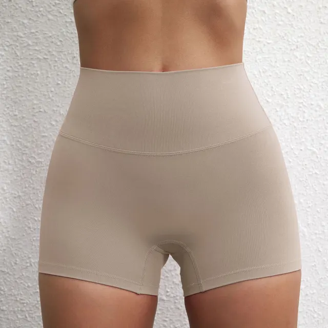 Lady's High Waist Peach Butt Lifting Sports Shorts Bark Color - Shop at LoveMi