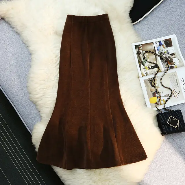 Fashion Slim Fit Elegant Ladies Mermaid Skirt Brown - Shop at LoveMi