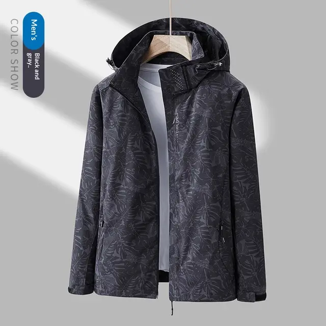 Women's Minimalist Printed Waterproof Outdoor Jacket Black - Shop at LoveMi