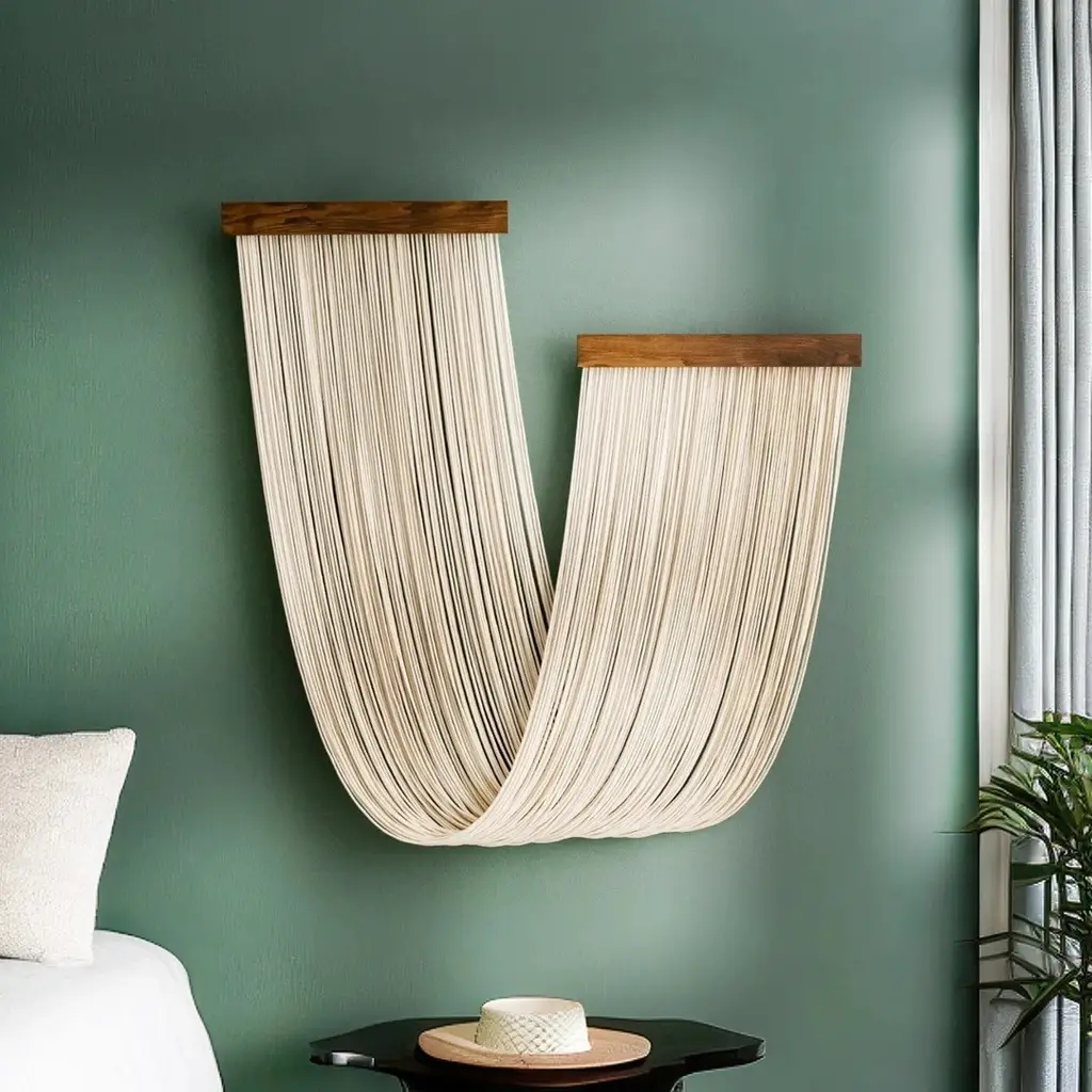 Cotton Rope Hand-woven Tapestry Homestay Hotel Wall Decoration - Ivory White