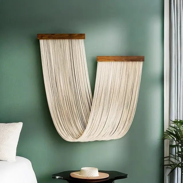 Cotton Rope Hand woven Tapestry Homestay Hotel Wall Decoration Ivory White - Shop at LoveMi