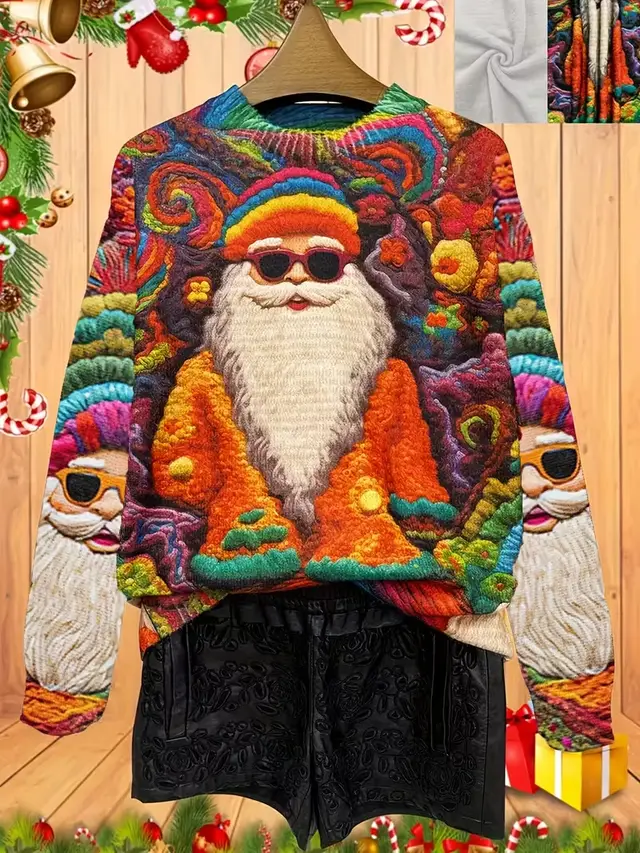 Women's Pullover Christmas Pattern Round Neck Sweatshirt Sdwy2 - Shop at LoveMi