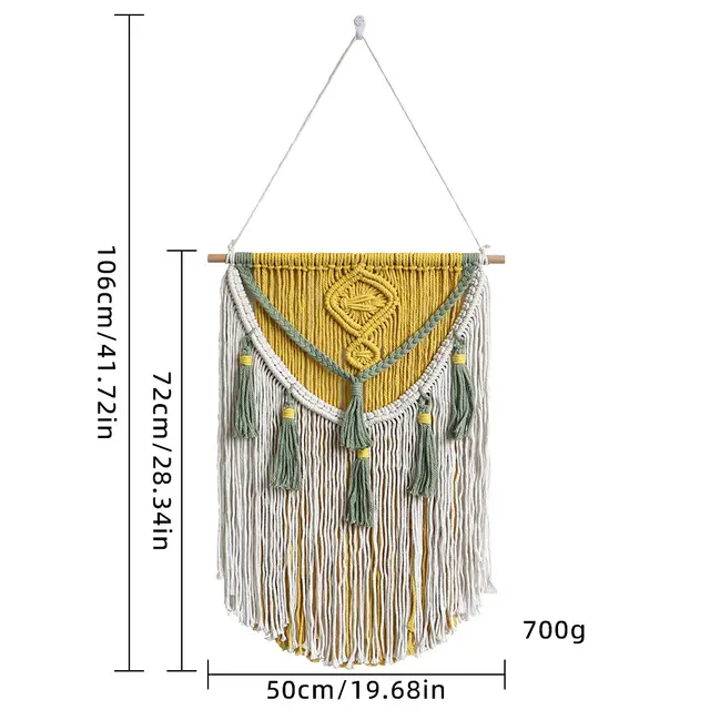 New European Cotton Rope Hand woven Tapestry Retro B Green - Shop at LoveMi