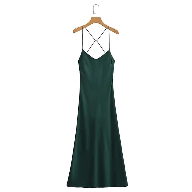 High waist Backless Design Mid length Strappy Dress For Women Green - Shop at LoveMi